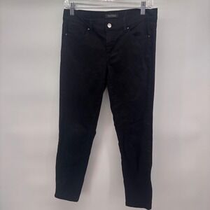 White‎ House Black Market Skimmer Black Ankle Zip Jeans Women's Size 6